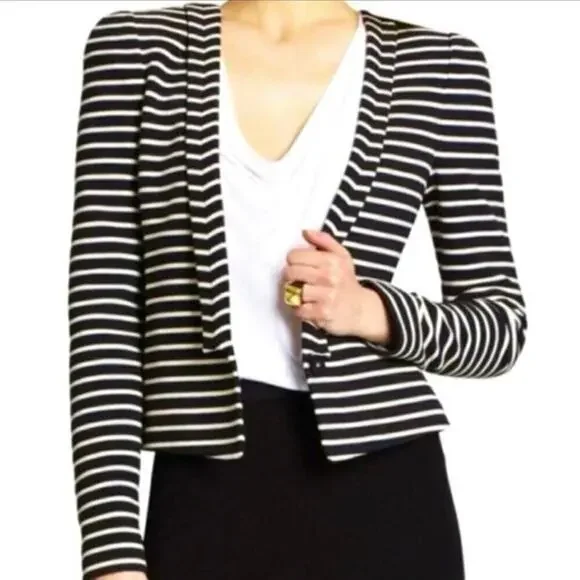 BCBGMAXAZRIA Hendrix Black and White Stripe Knit Blazer XS - Picture 1 of 13
